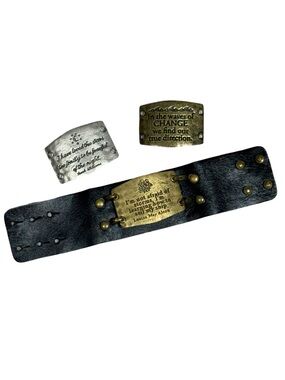 Lenny & Eva Leather Bracelet and Interchangeable Sentiment Jewelry Bundle NWOT